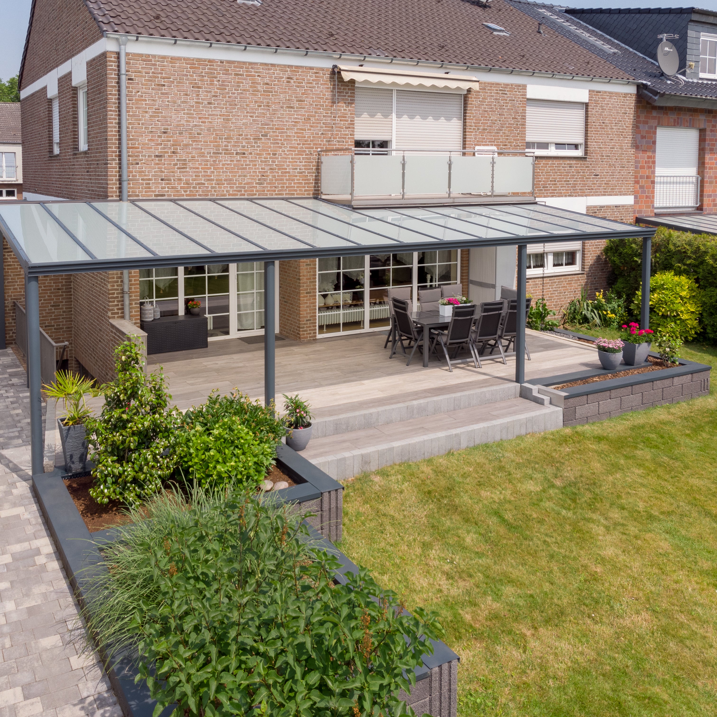 Terrassenüberdachung VSG Milchglas Glas