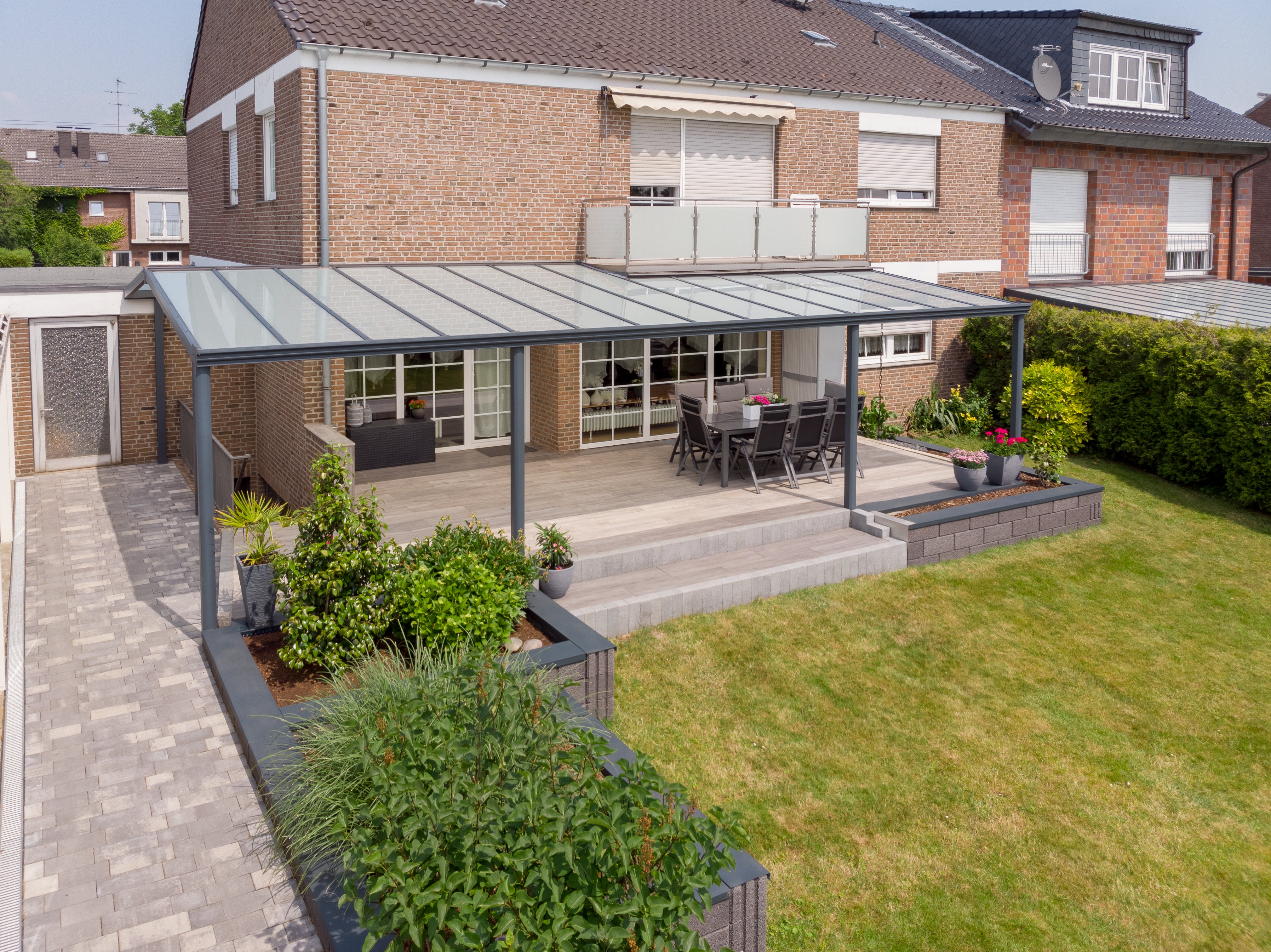 Terrassenüberdachung VSG Milchglas Glas